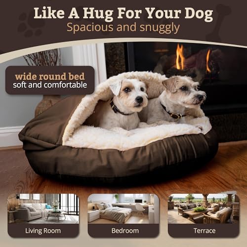 Cozy Cave Dog Bed (25.0"L x 25.0"W x 8.0"Th / Hot Fudge)