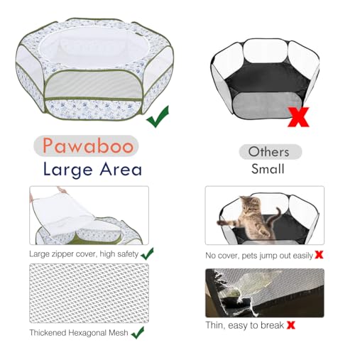 Small Animal Playpen with Zippered Cover (Blue + White Flower)