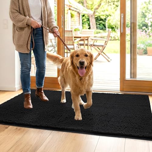 Dog Door Mat for Muddy Paws (60"x24" / Black)