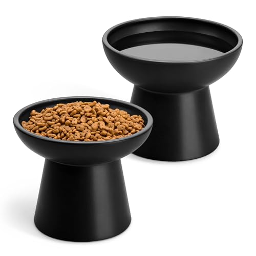 2 Pack Extra Wide Elevated Cat Bowls (Black)