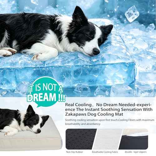 Cooling Dog Bed for Large Dogs (Dark Beige / 35"L x 23"W x 3"H)