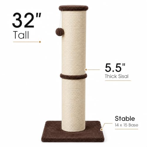 32 Inch Tall Cat Scratching Post (X-Large / Brown)