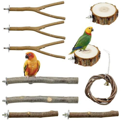 10 PCS Natural Parrot Perch Bird Cage Accessories