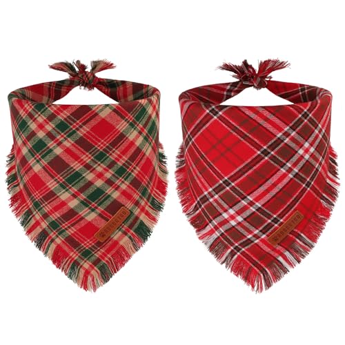 Christmas Dog Bandanas with Tassels Edges (X-Large / Christmas-3)
