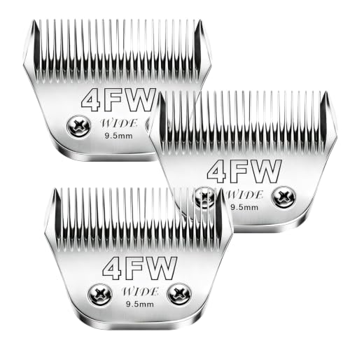3Pack 4FW Wide Blade Pet Grooming Clipper Blades for Andis (Silver/4FW-3PC)