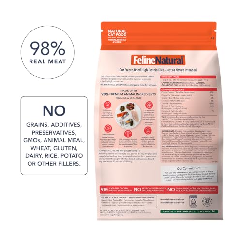 High Protein Freeze Dried Dry Cat Food with 98% Meat (3.5 Ounce (Pack of 1))