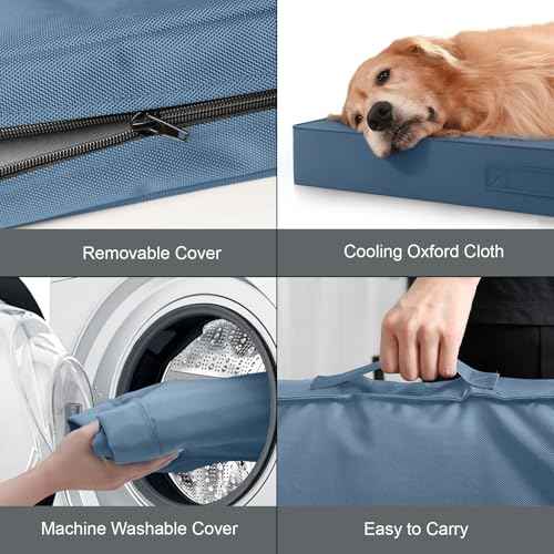 Orthopedic Waterproof Dog Bed for Small Dogs and Cats (Blue / 29.0"L x 18.0"W x 3.0"Th)