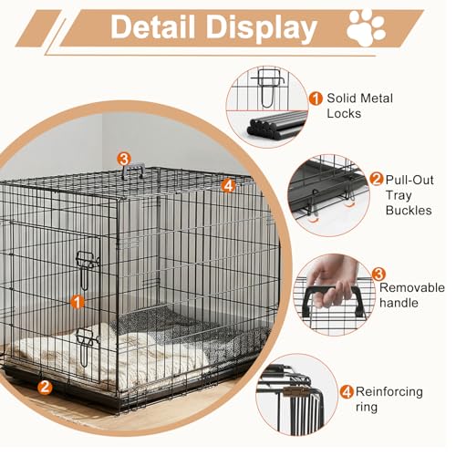 36" Foldable Metal Dog Crate (Black)