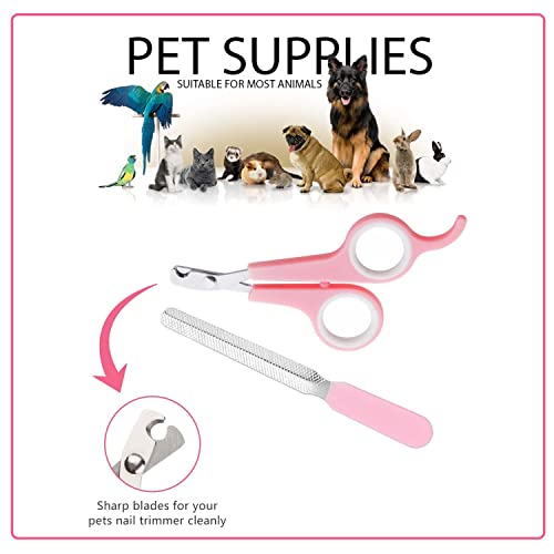 Small Animal Pet Grooming Kit with Pet Shedding Slicker Brush (Pink)
