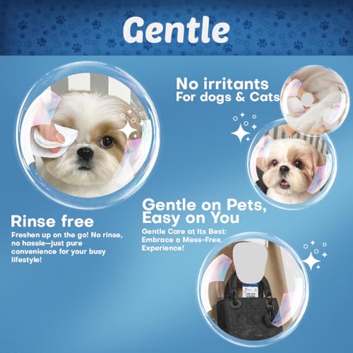 Pet Eye Wipes for Dogs & Cats (60 XL EYE WIPES)