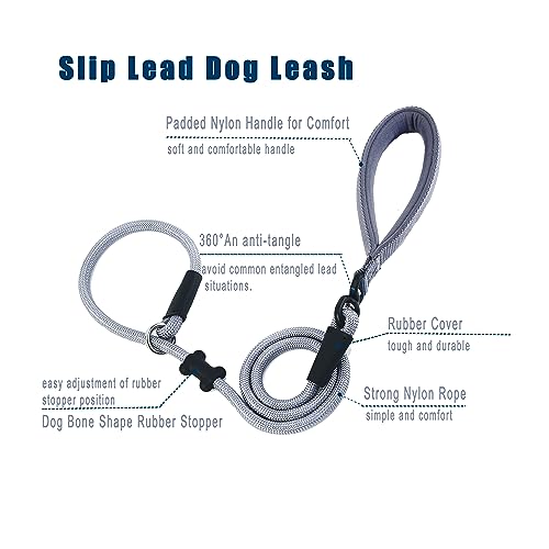 Slip Lead Dog Leash (1/2"×4ft / Grey)