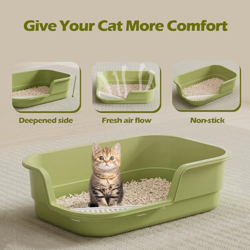 Extra Large Cat Litter Box with High Sides (White)