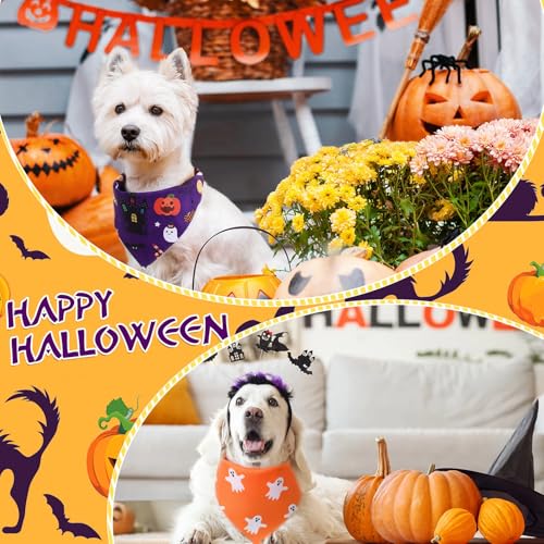50 Pcs Halloween Dog Bandanas Bulk (Halloween / 25.6 x 17.7 x 17.7")