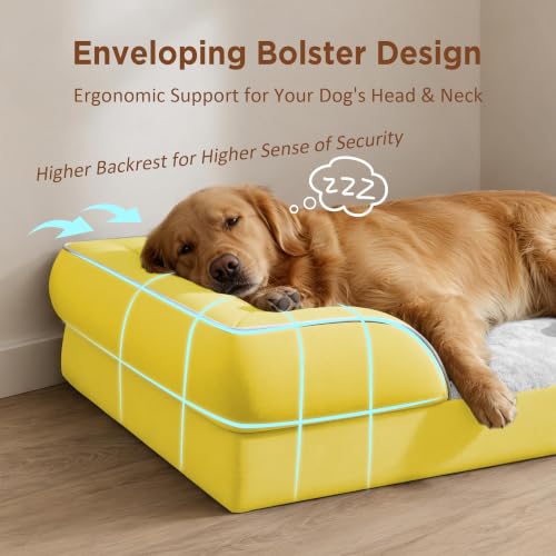 Waterproof Orthopedic Dog Beds for Large Sized Dog (36.0"L x 27.0"W x 8.0"Th / Spicy Mustard)