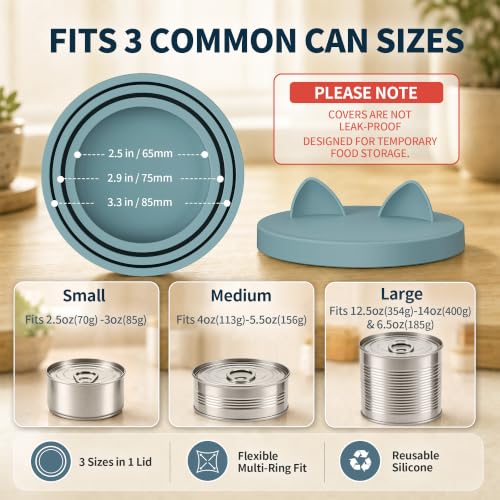 3-in-1 Dog Food Can Lids, Cat Food Can Covers, 2pcs, Light Blue (Light Blue)