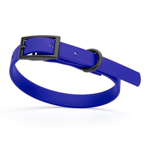 Biothane Waterproof Dog Collar Strong Coated Nylon Webbing with Black Hardware Odor (W1/2" x L9-12" / Blueberry Royal)