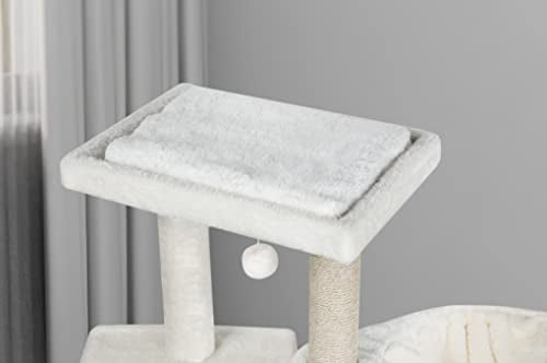 Cat Tree Has Scratching Toy with A Ball Activity Centre Cat Tower Furniture Jute (Beige / 36.6'')