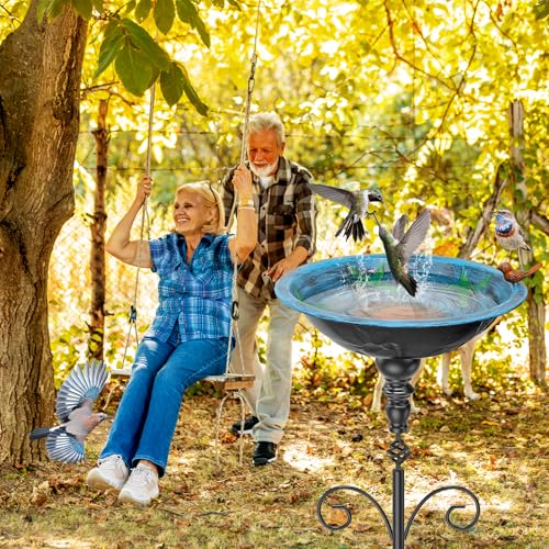 35In Tall Bird Bath for Outside (Retro Blue)
