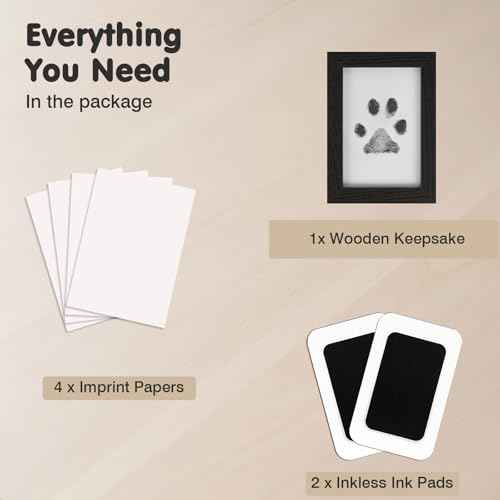 Inkless Paw Print Kit for Dogs (Black Pad,Black Wood Frame / 2-Pack,Medium)