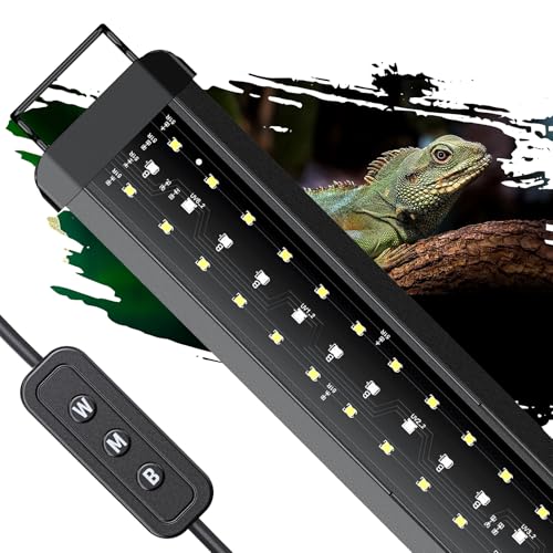 14 W UVB Light for Reptiles for 18" to 24" Terrariums Extendable Reptile Tank Light with Full Spectrum Brilliant with Day & Night Modes and Adjustable Brightness (18-24 Inch (14W))