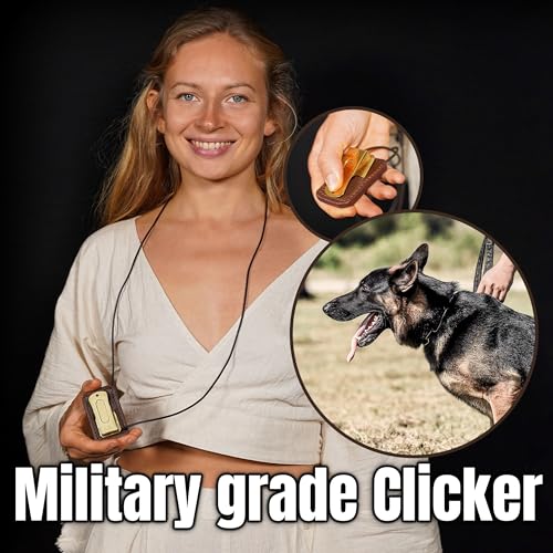 Brass and Steel Pet Training Clicker Puppy Dog Training Cricket Clicker U.S. Engraved WII Military Gear Metal Clicker (Clicker (with Leather Gripper))