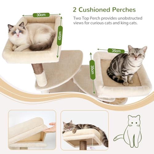 S74E Pro Heavy Duty Maine Coon Cat Tree for Large Cats (Beige / 74 inch)