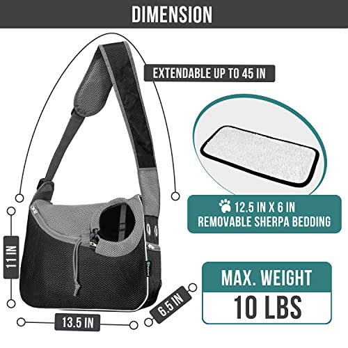 Dog Sling Carrier for Small Dog (Black)