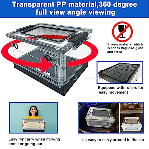 Hamster breeding House Reptile breeding Cages with Wheels (15.6"L x 11.6"W x 9.5"H)