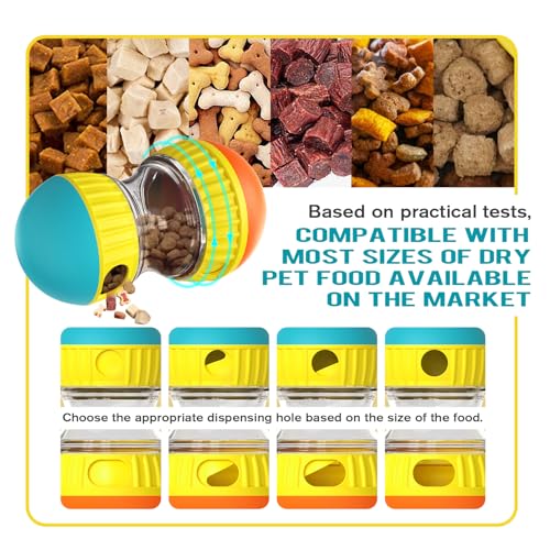 Dog Treat Dispensing Puzzle Toy Adjustable Food Dispenser Slow Feeder Puppy Enrichment Rolling Ball Pet Interactive Chase Toys Stimulating Game for Small Medium Dogs Gift to Keep Them Busy (Orange - Single - Standard)