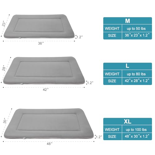 Soft Large Bed Crate Pad Mat (42.0"L x 28.0"W x 1.2"Th / Gray)