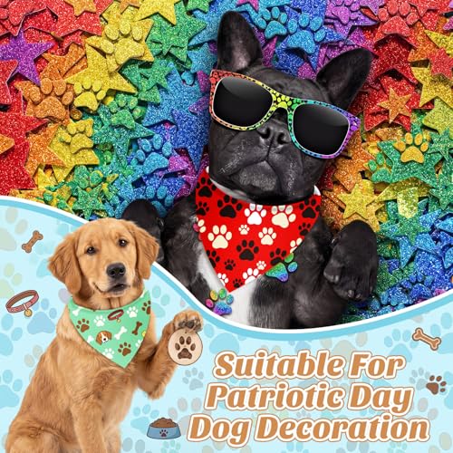 100 Pcs Pastel Paw Prints Dog Bandanas Bulk (25.6 x 17.7 x 17.7 Inch / Pastel Paw Print)