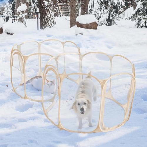 Cold Resistant Cat Playpen PVC Dog Playpen Puppy Playpen (Clear / 83.5"L x 41.4"W x 32.3"H)