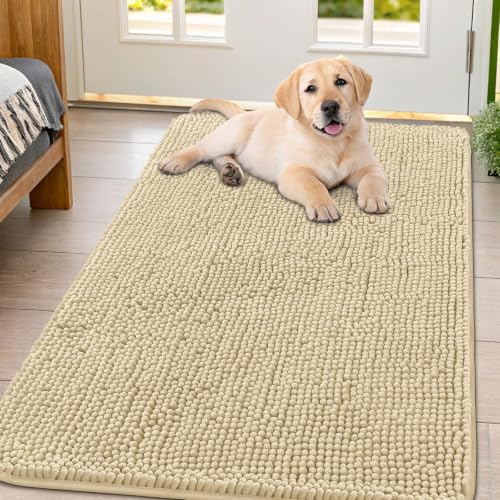 Dog Door Mat for Muddy Paws 47x32 (Cream White / 47"X32")