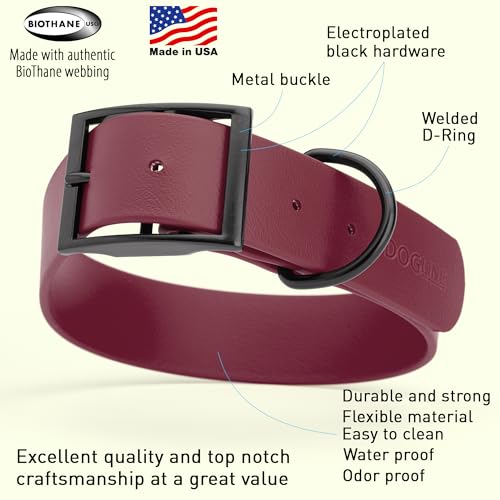 Biothane Waterproof Dog Collar Strong Coated Nylon Webbing with Black Hardware Odor
