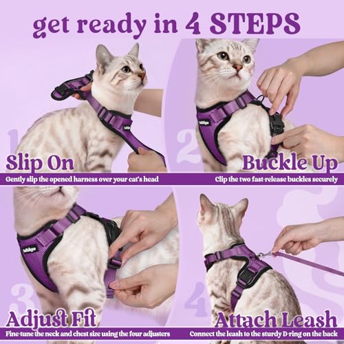 Cat Harness and Leash Set (S / Purple)