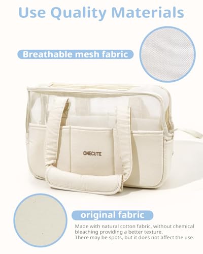 Dog Purse Carrier for Small Dogs Rabbit cat with Large Pockets (Beige Mesh / 17.0"L x 7.5"W x 12.0"H)