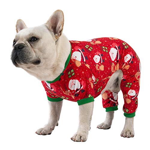 Small Dogs Christmas Outfit Soft Puppy Onesies Pjs Dog Pajamas Pet Coat Cat Apparel Comfy Doggie Jumpsuit Bodysuit for All Seasons (Xmas135 / X-Small)
