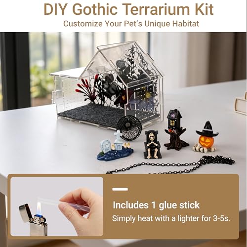 Acrylic Jumping Spider Enclosure Kit 16PCS with Decor (Black-Forest style)