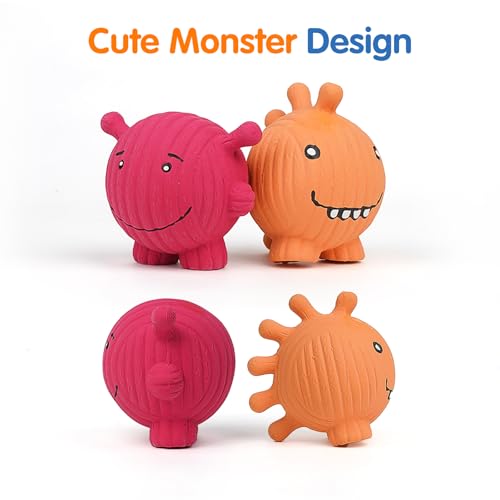 Dog Squeaky Balls Toys Rubber Soft Latex Dog Toys Chewing Squeaky Toy for Puppy Small Medium Pets (smiley face design)