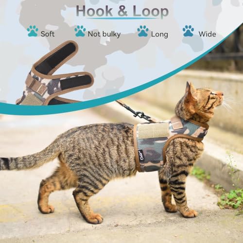 Cat Harness and Leash Set Escape Proof (Jungle Camo / M 5.5-9 lbs)