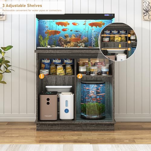 Farmhouse 20 29 Gallon Fish Tank Stand with Power Outlet (Grey / 20 Gallon)