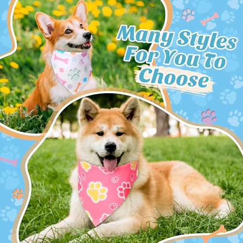 50 Pcs Paw Print Dog Bandanas Bulk for Party (Paw Pattern / 25.6 x 17.7 x 17.7 Inch)