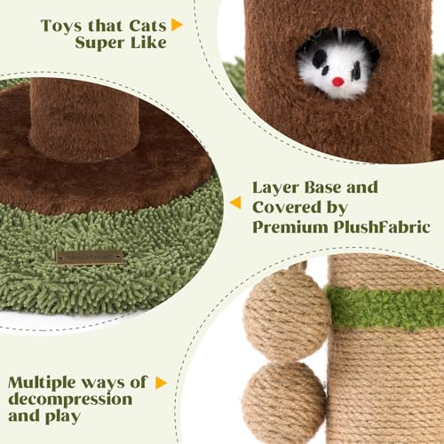 Cat Scratching Post for Indoor Cats (35.4-Green / 35.4in)