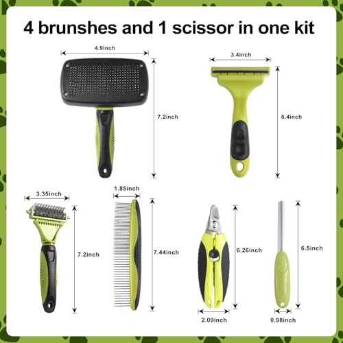 6 PCS Dog and Cat Grooming Kit (Green)