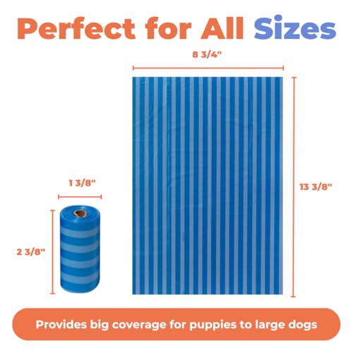 Poop Bags for Dogs (Blue Strips / 150 Bags)