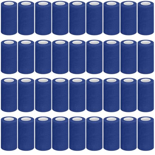 36 Pcs Self Adherent Bandage 4" x 5 Yard Wrap Breathable Cohesive Bandage Elastic Adhesive Tape for Stretch Athletic Sports Wrist Ankle (Navy Blue / 4" X 5 Yard)