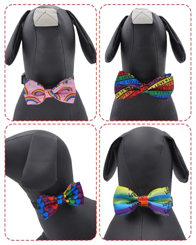 10 Pack Pride Month Dog Bowties for Small Dogs Sliding on Collar (S/M)