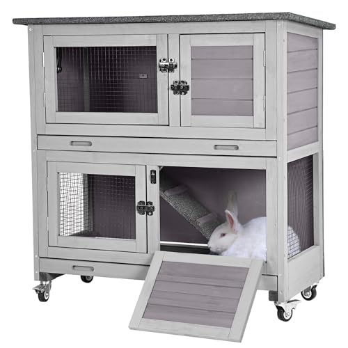 Rabbit Hutch Outdoor Indoor Bunny Cage 2 with Large Pull