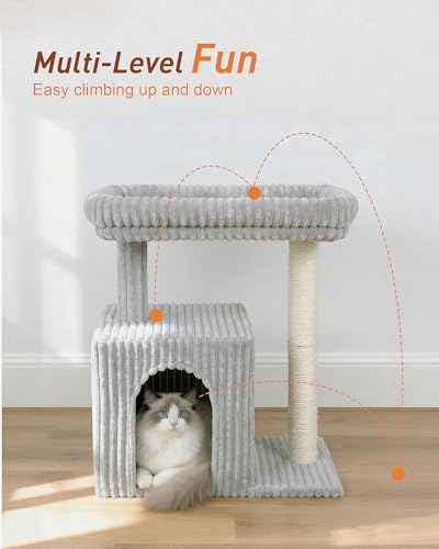22.8" Cat Tree for Large Cat (Light Gray)
