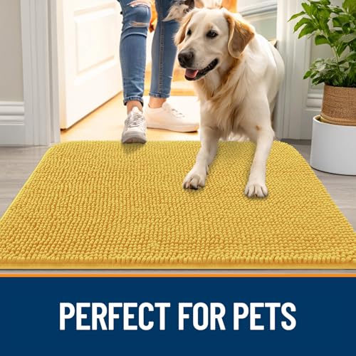Dog Door Mat for Muddy Paws 47x20 (Yellow / 47" X 20")